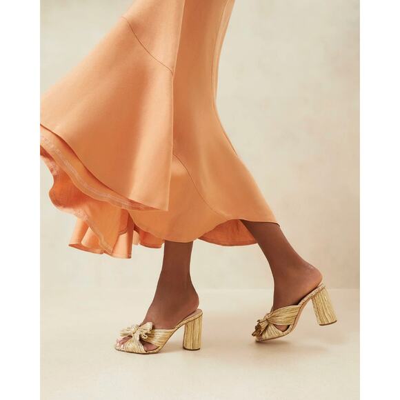 Loeffler Randall Penny Pleated High Heel Slide Sandals size 6.5